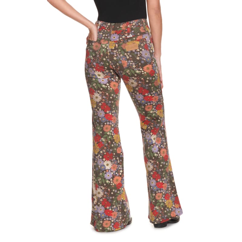 Wrangler Women's Faded Black with Floral Print Modern High Rise Flare Leg Jeans available at Cavenders