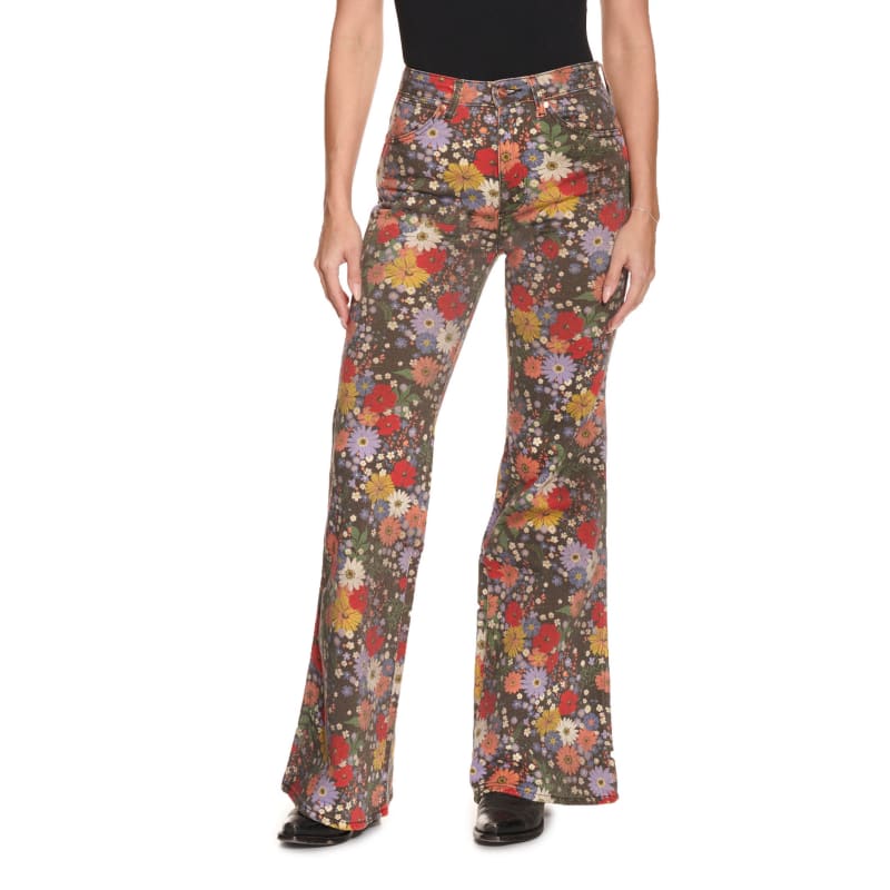 Wrangler Women's Faded Black with Floral Print Modern Wanderer High Rise  Flare Leg Jeans available at Cavenders