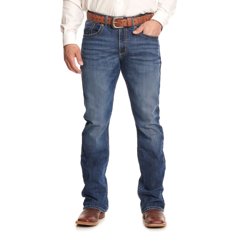 Rock47 by Wrangler Men's Ortega Medium Wash Slim Fit Bootcut Jeans  available at Cavenders