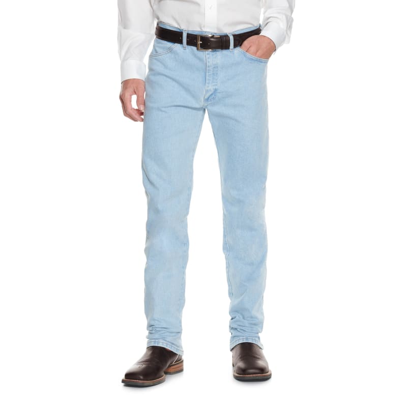 Wrangler Men's Cowboy Cut Active Flex Bleached Light Wash Straight Leg  Jeans available at Cavenders