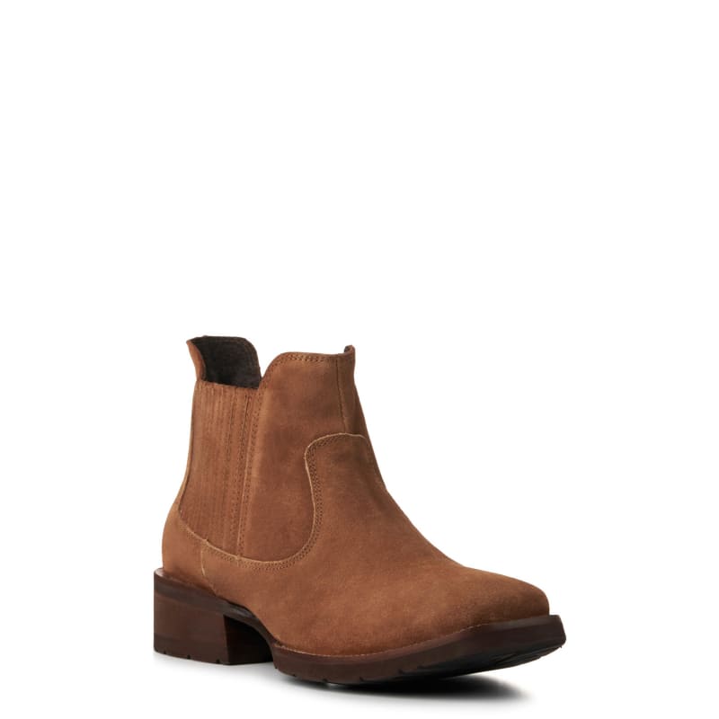 Roper Men's Tan Suede Square Ankle Cowboy Boots available at Cavenders