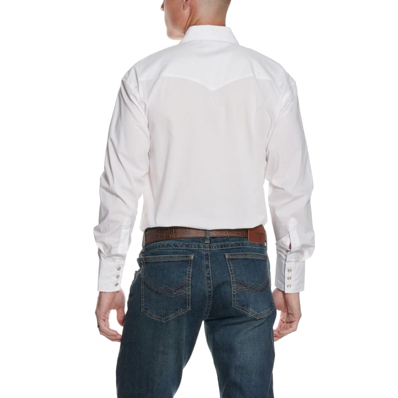 Wrangler Men's White Long Sleeve Western Shirt available at Cavenders
