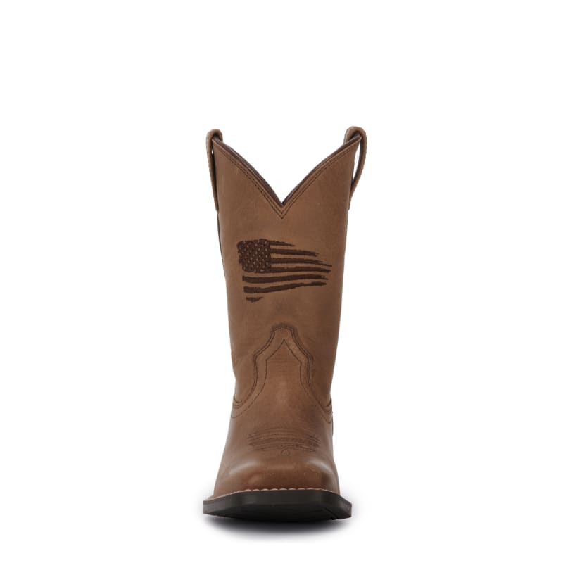 Ariat Kids' Patriot 2.0 Weathered Tan with Flag Embroidery Square