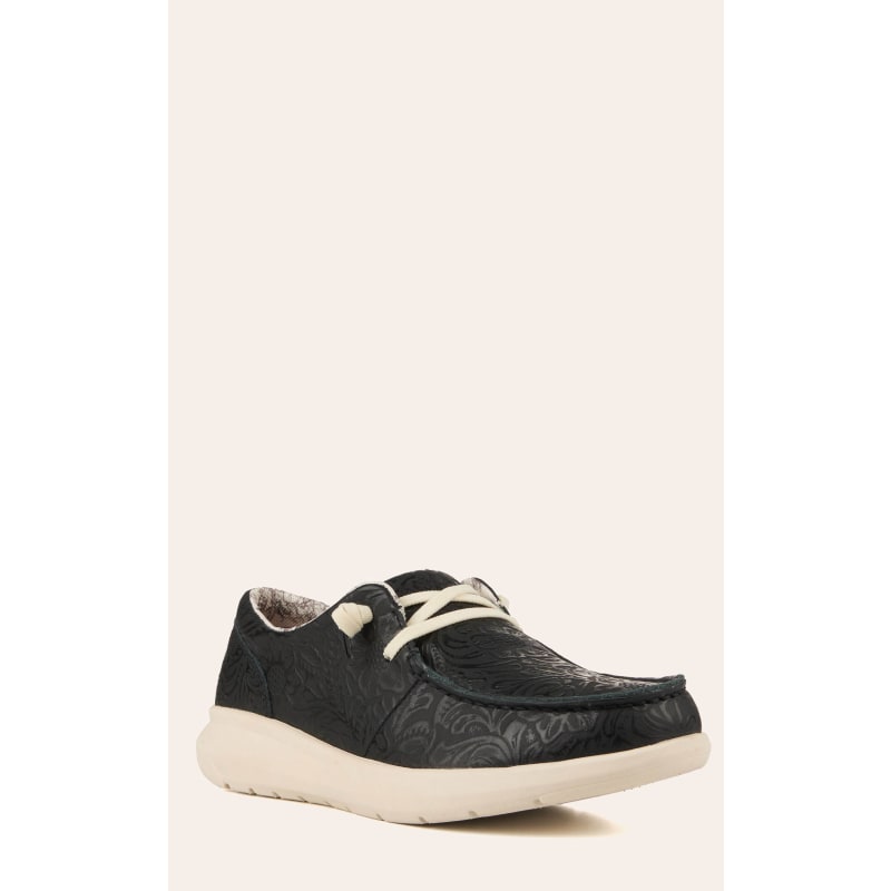 Ariat Women's Hilo Black Floral Embossed Moc Toe Lace Up Casual Shoe