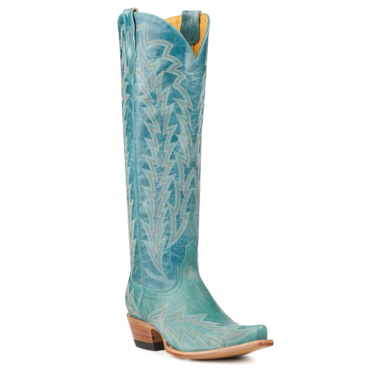 JRC & Sons Women’s Nancy Turquoise Snip Toe Tall Cowboy Boots