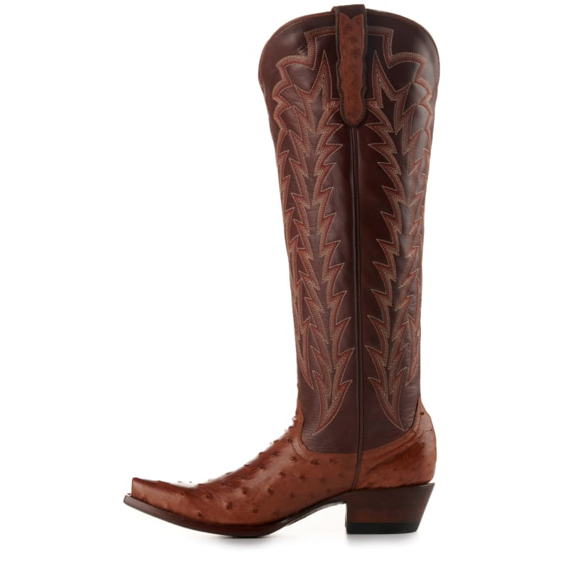 JRC & Sons Women's Jacqueline Leather Snip Toe Tall Cowboy Boot in Cognac