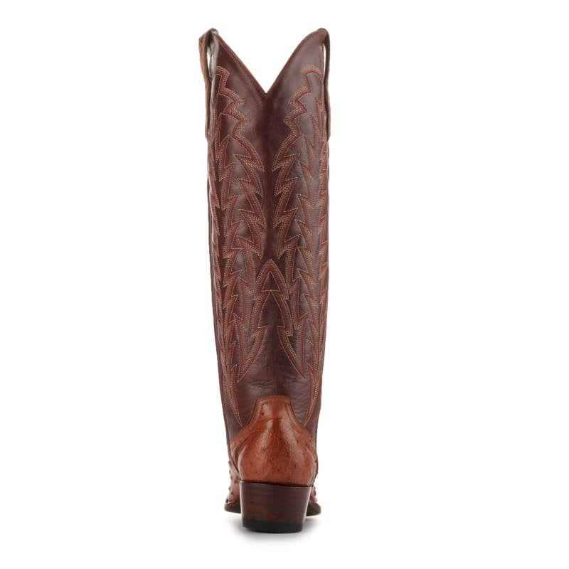 JRC & Sons Women's Jacqueline Leather Snip Toe Tall Cowboy Boot in Cognac