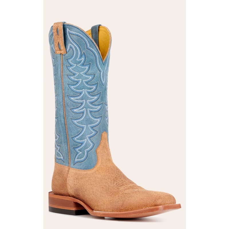 Cavender's Men's Sand Boar and Blue Wide Square Toe Cowboy Boots