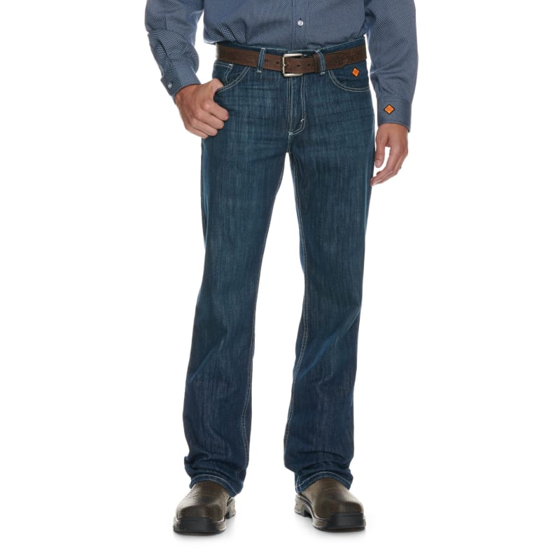 Wrangler 20X No. 42 Men's FR Dark Wash Boot Cut Work Jeans available at  Cavenders