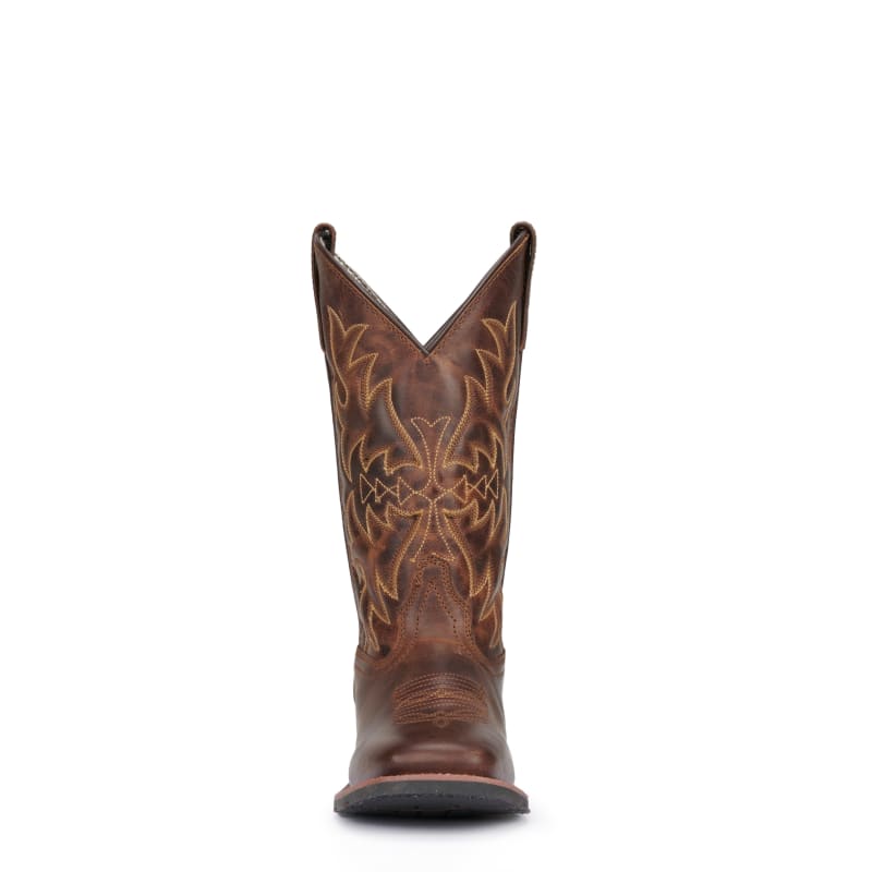 Women's Anita Distressed Tan Broad Square Cowboy Boots available at Cavenders
