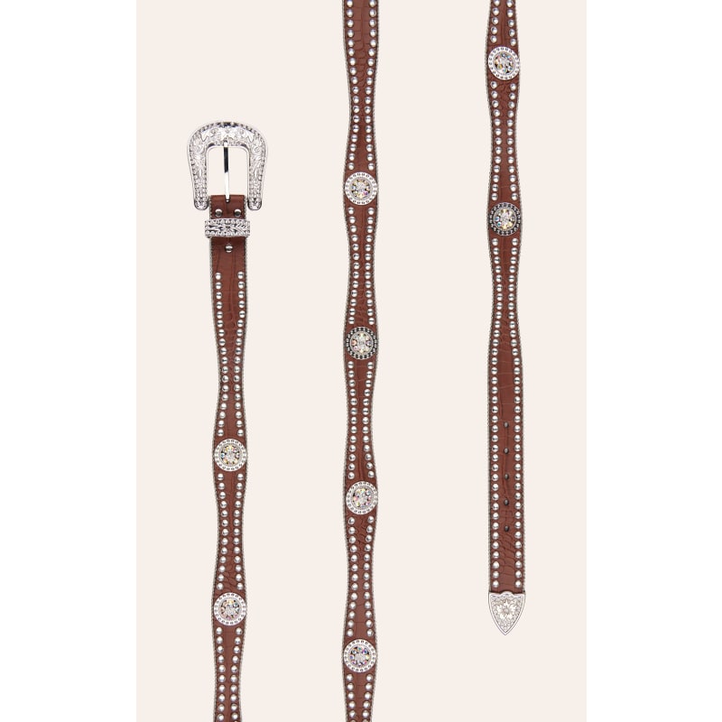 Blazin Roxx Women's Brown Croc Print with Rhinestone Western Belt