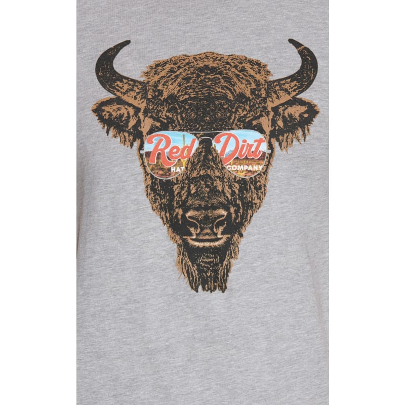 Red Dirt Hat Co. Men's Heather Grey Aviator Bison Graphic Short