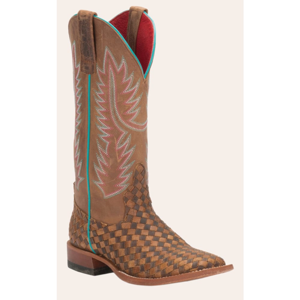 Anderson Bean Women's Macie Bean Toast and Honey Woven Square Toe Cowboy Boots