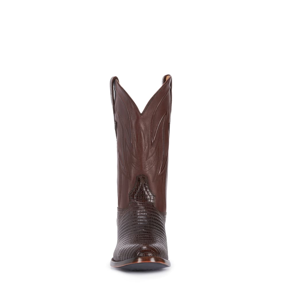 JRC & Sons Men's James Teju Lizard Round Toe Exotic Cowboy Boot in Chocolate Brown