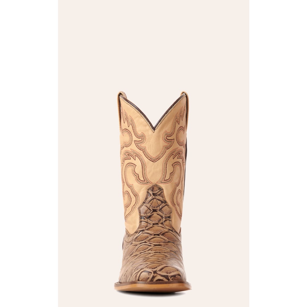 Cavender's Kids' Natural and Tan Fish Print Wide Square Toe Cowboy Boots
