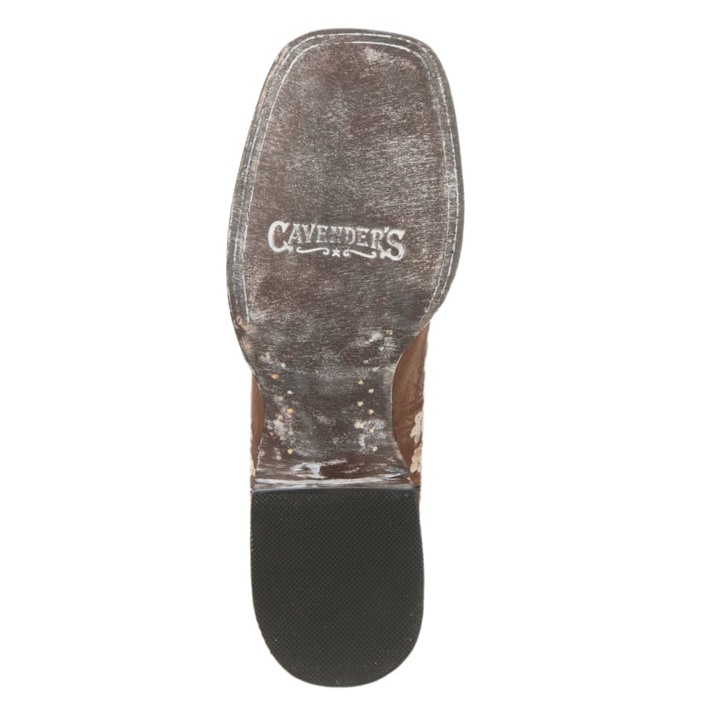 Cavender's Women's Chestnut Goat with Embroidery Square Toe Cowboy Boots