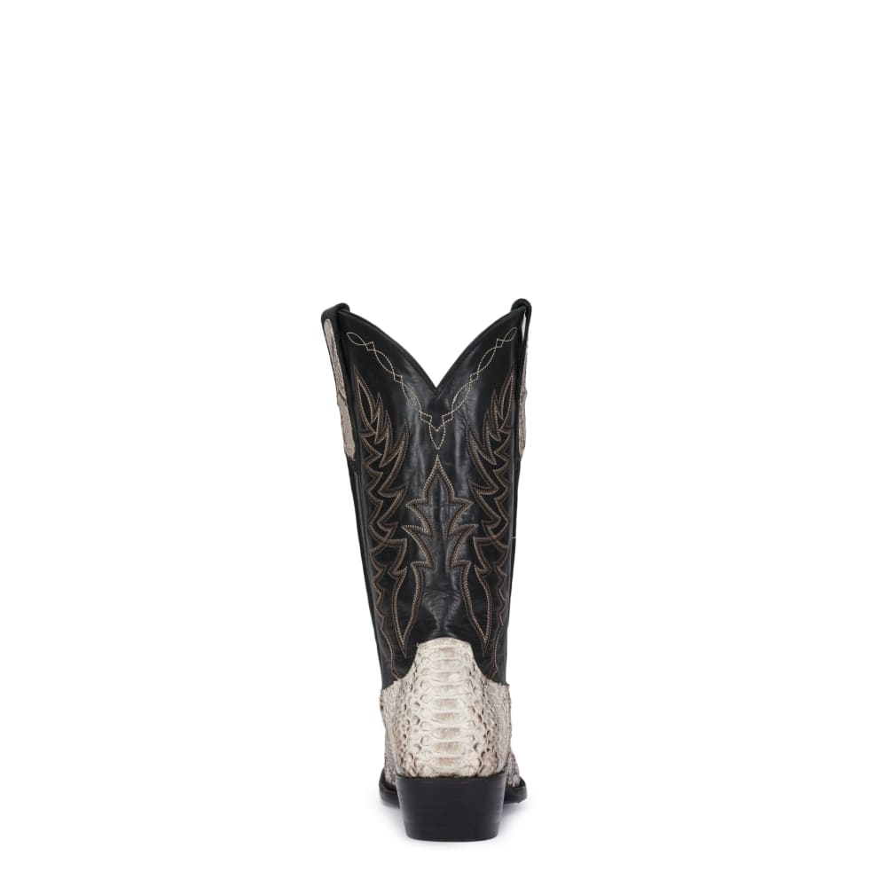 Cavender's Men's Black and Lamesa Natural Python R Toe Exotic Cowboy Boots