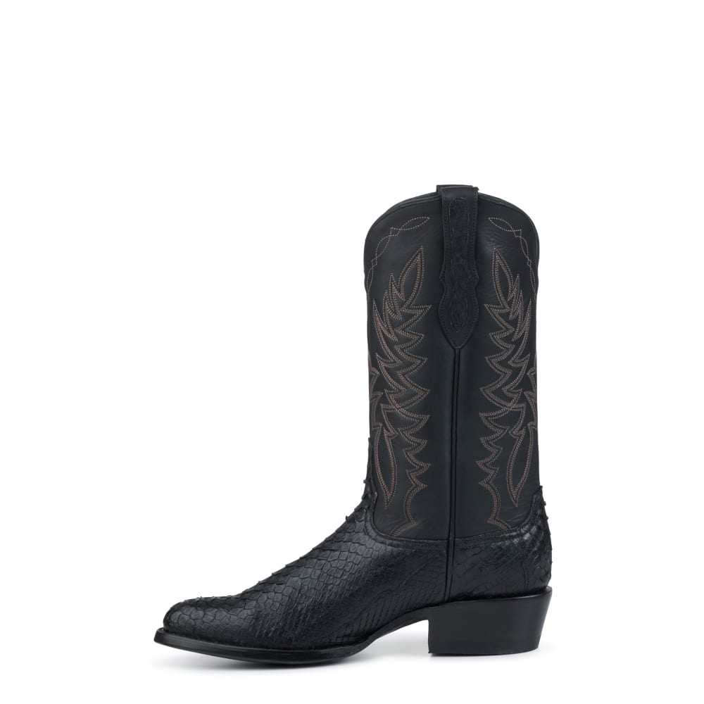 Cavender's Men's Black and Black Python R Toe Exotic Cowboy Boots