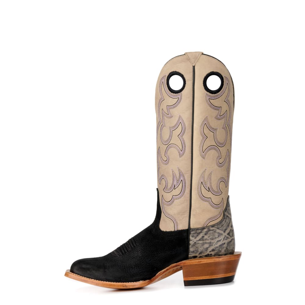 Cavender's Men's Black and Grey Wide Square Toe Buckaroo Cowboy Boot