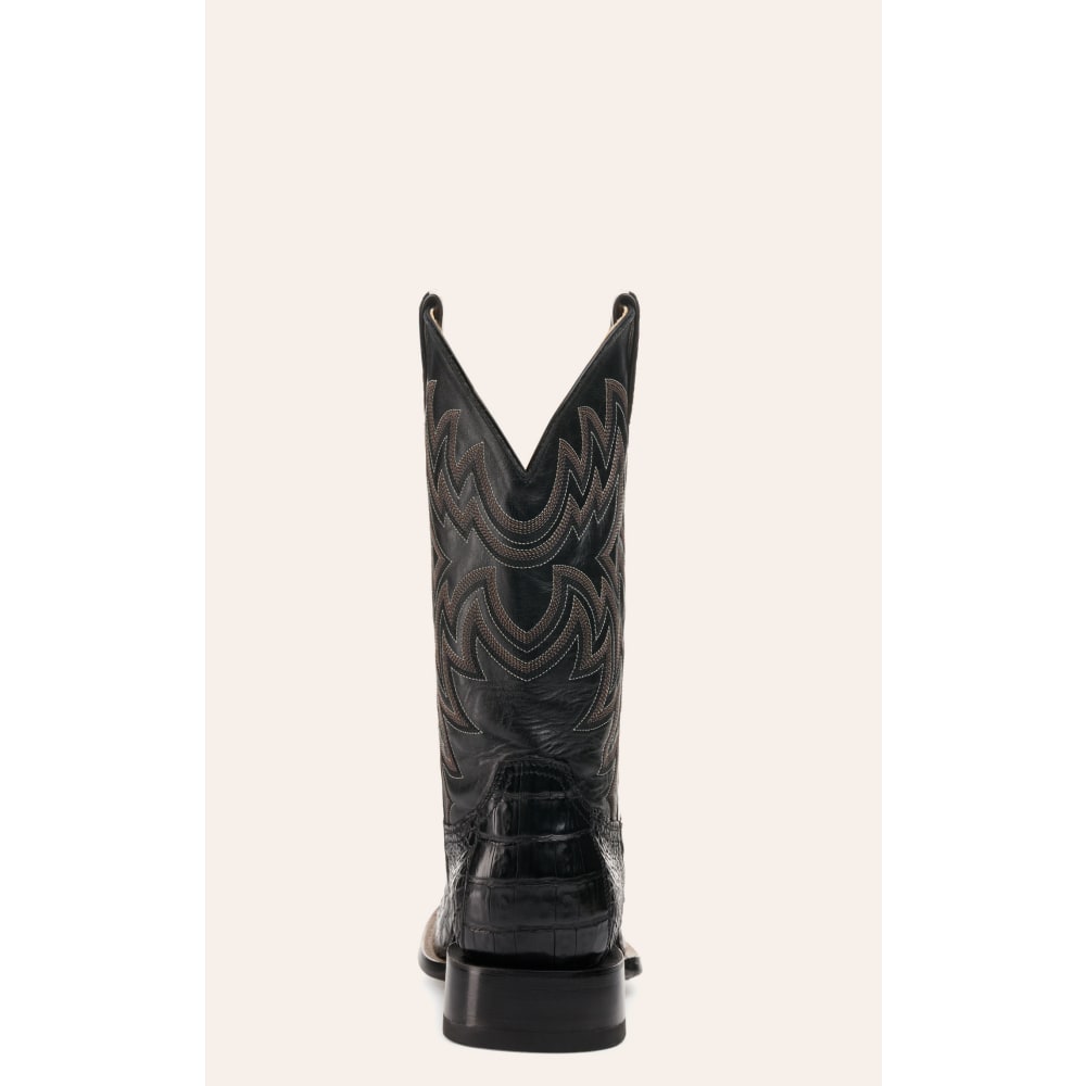 Cavender's Men's Black Caiman Tail Wide Square Toe Exotic Cowboy Boots