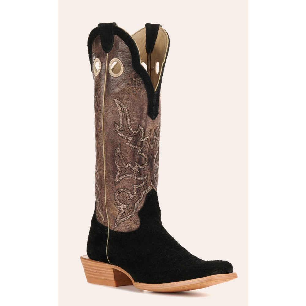 Hondo Men's Brown and Black Roughout 16" Square Toe Buckaroo Cowboy Boots