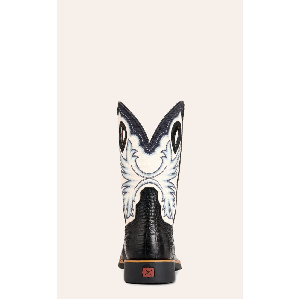 Twisted X Men's Tech X Black Caiman Print and Bone Wide Square Toe Cowboy Boots
