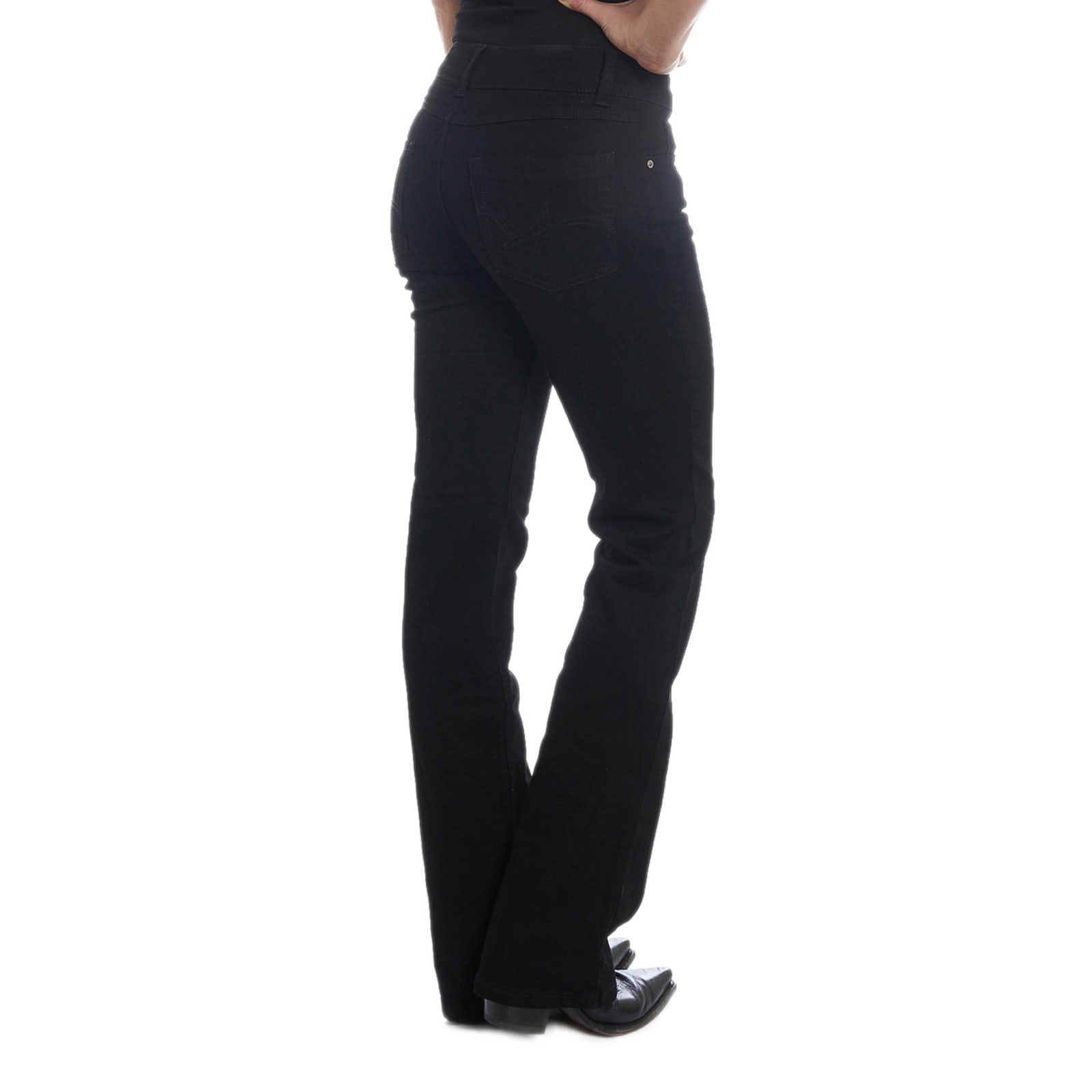 Wrangler Women's Black Mid Rise Boot Cut Jeans available at Cavenders