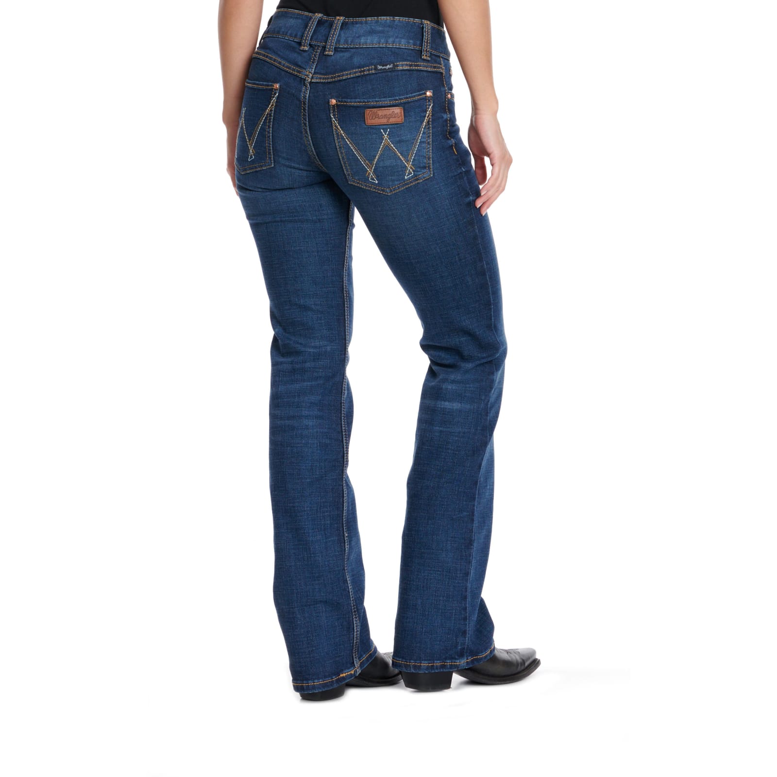 Wrangler Retro Mae Women's Mid Rise Dark Wash Boot Cut Jeans available at  Cavenders