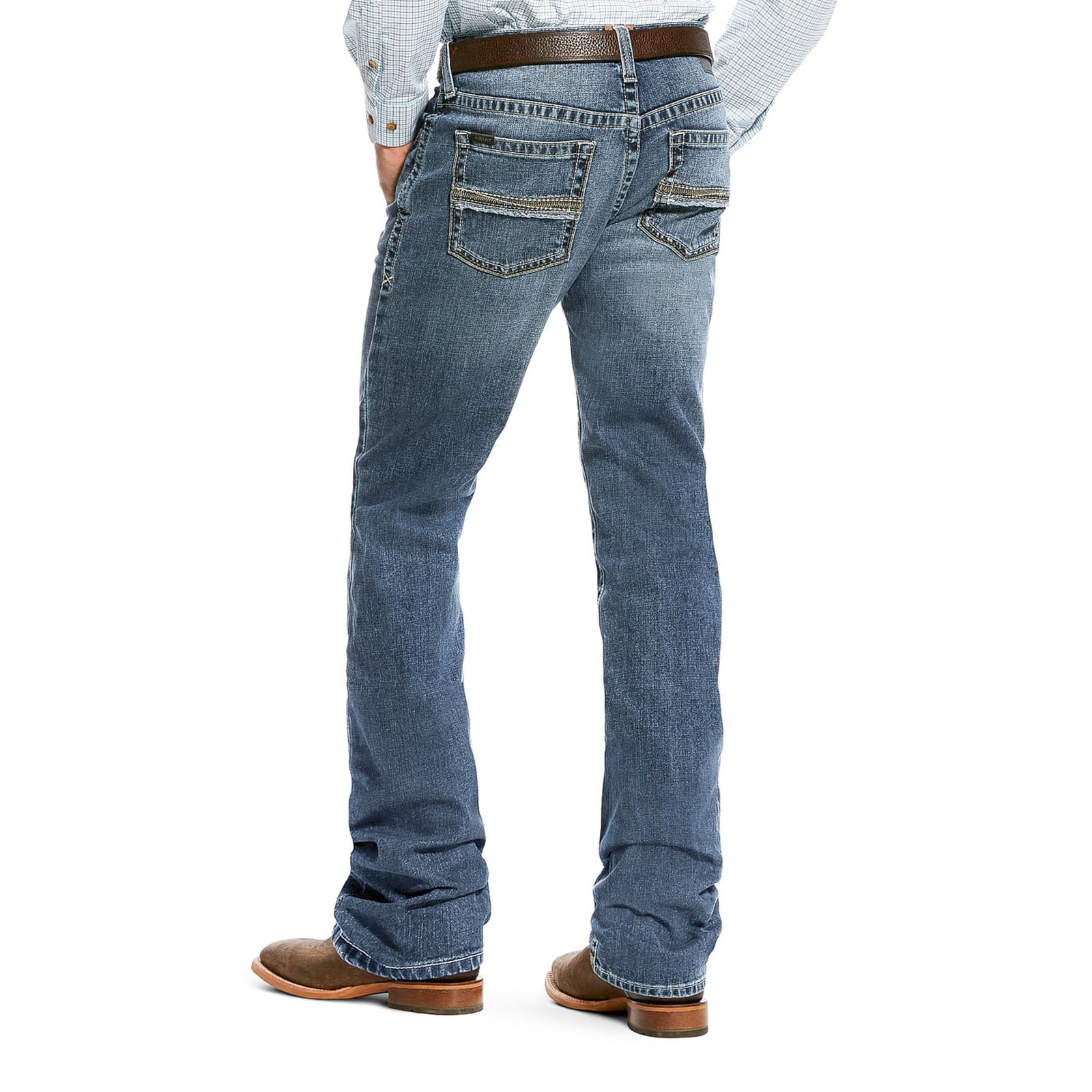 Men's M2 Grayson Medium Wash Stretch Slim Fit Boot Cut Jeans available at Cavenders