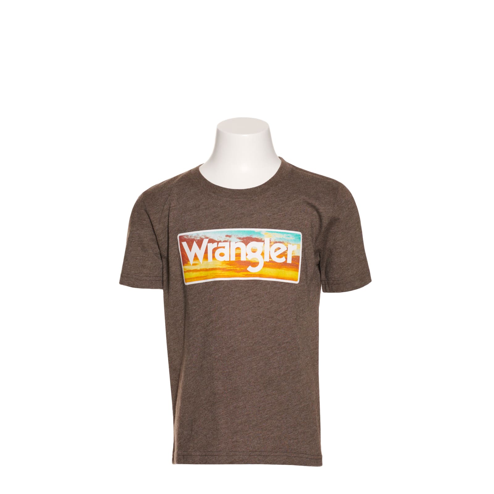 Wrangler Boy's Dark Brown with Sunset Logo Graphic Short Sleeve T-Shirt  available at Cavenders