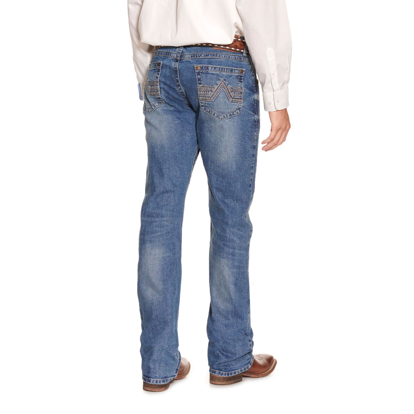 Wrangler Rock 47 Men's Riviera Medium Wash Slim Fit Bootcut Jeans available  at Cavenders