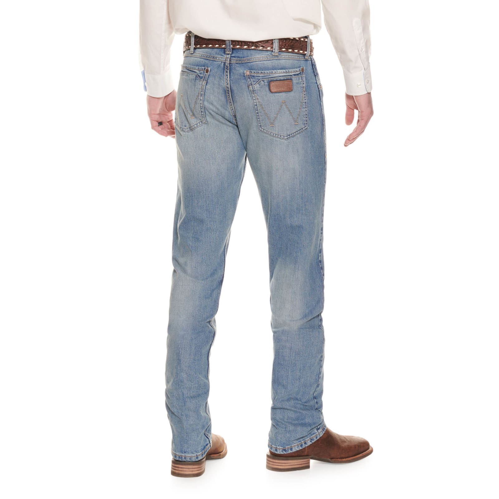 Wrangler Retro Men's Medium Wash Slim Fit Straight Leg Stretch Jean  available at Cavenders