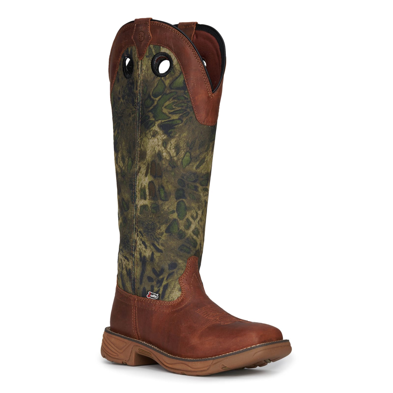 Justin Men's Russet Brown and Camo EH Wide Square Snake available at Cavenders