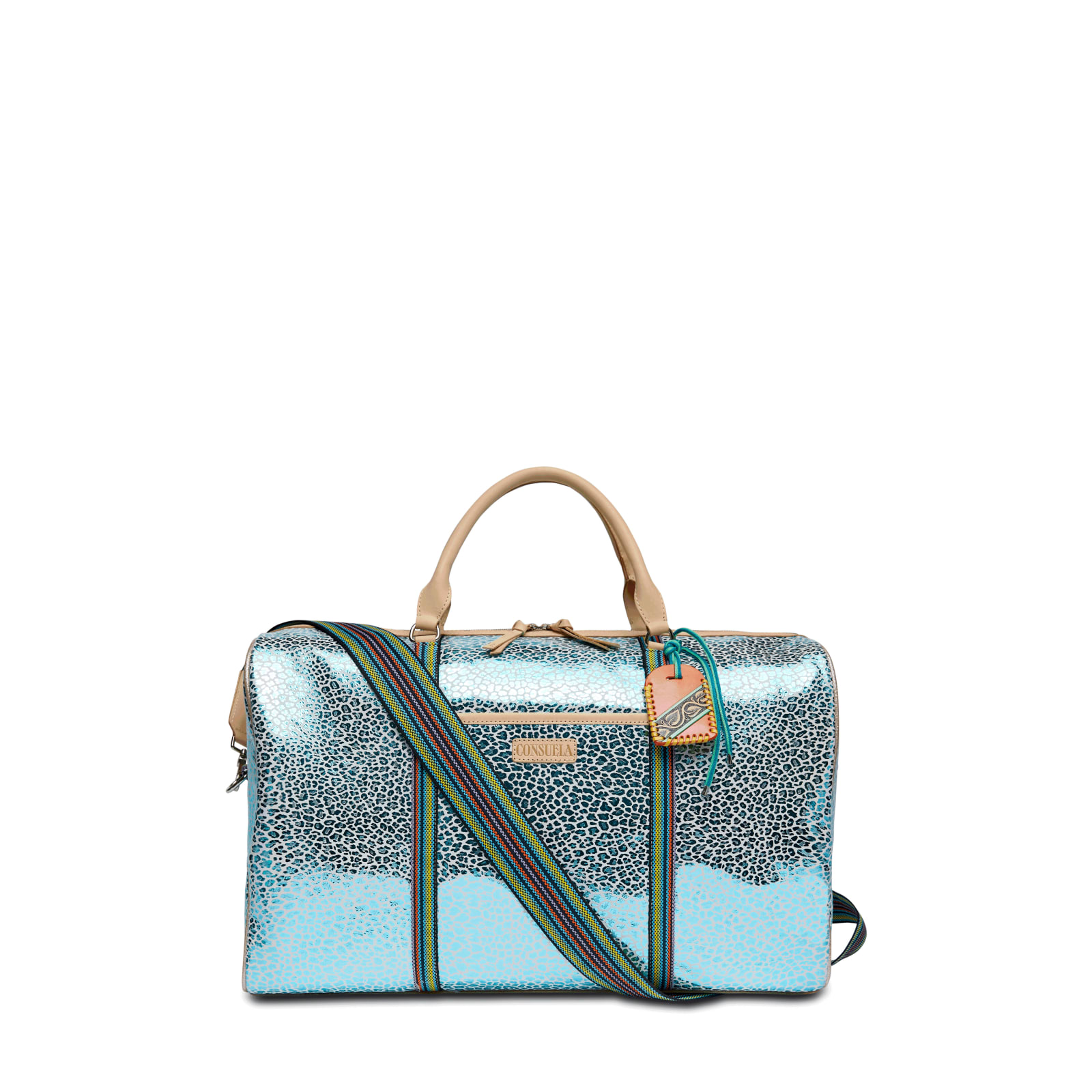 Måne Læring Pløje Consuela Kat Metallic Blue Leopard Print Weekender Bag