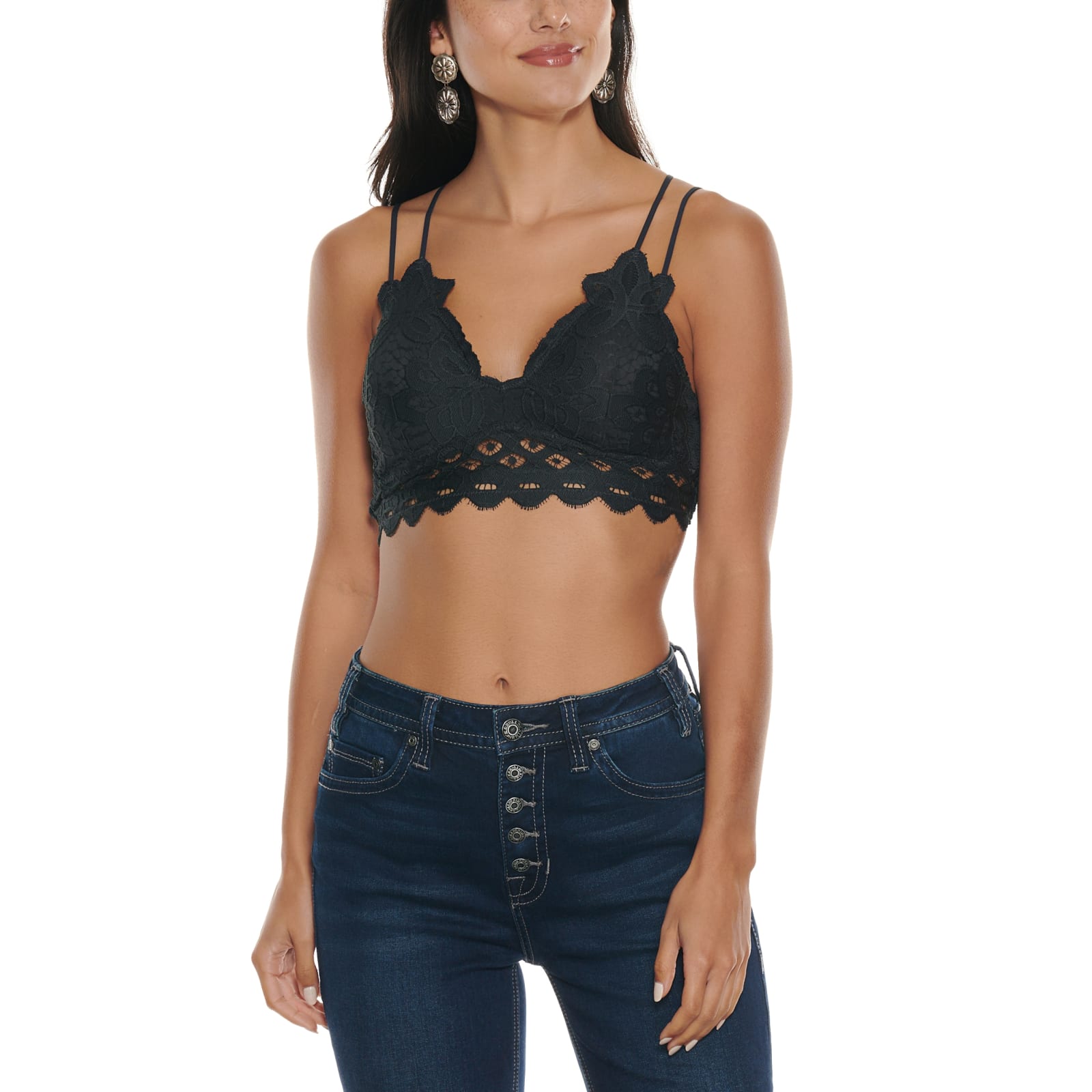 Wishlist Women's Charcoal Lace Double Strap available Cavenders