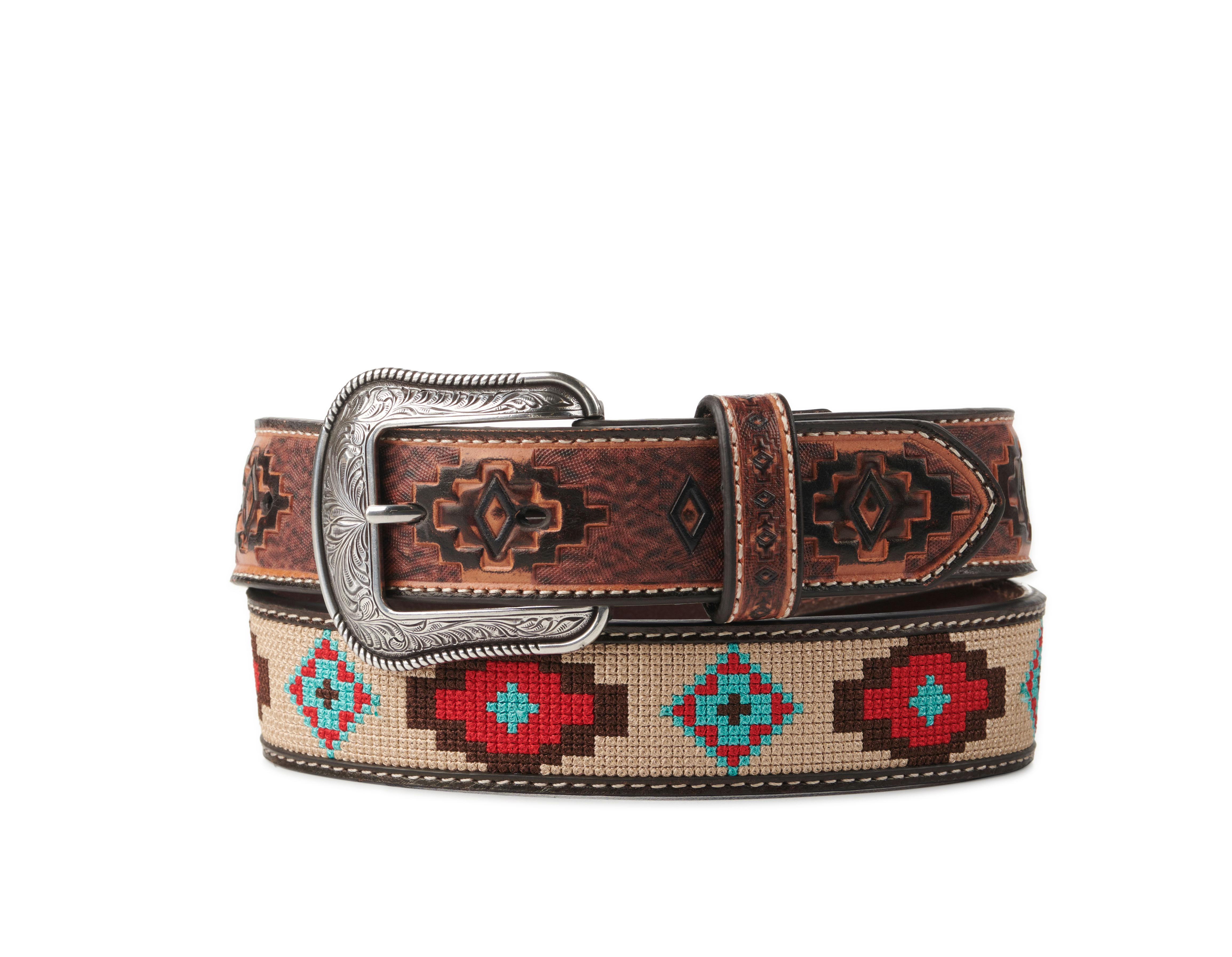 3D Belt Co Men's Brown with Tan Aztec Stitch Western Belt | Cavender's