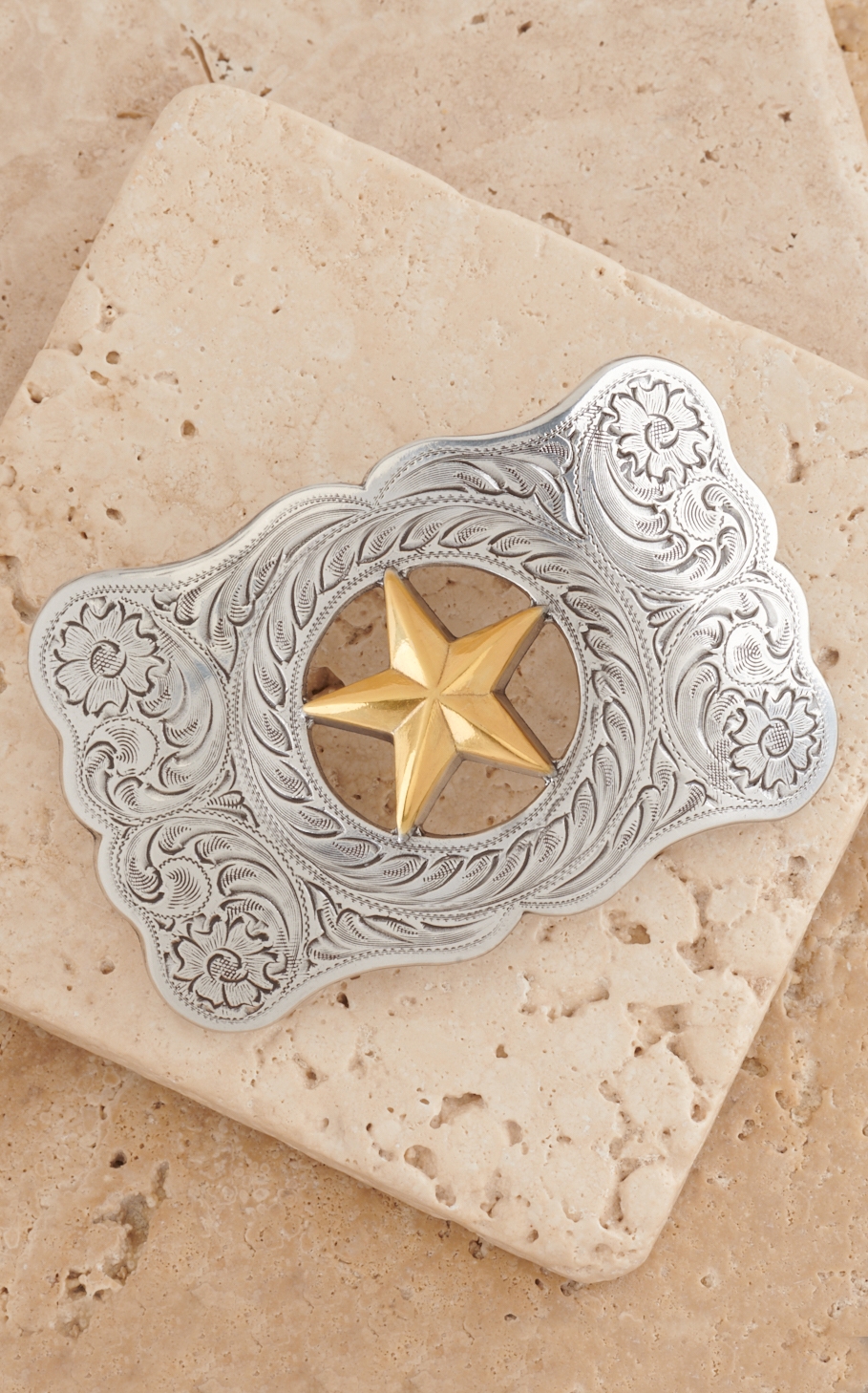 M&F Western Products Silver Buckle with Gold Star Cutout Belt Buckle Cavender's