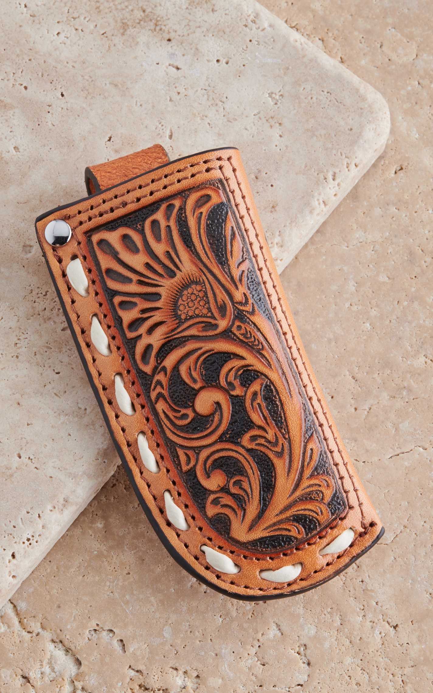 Ariat Tan Leather Floral Embossed Knife Sheath Cavender's