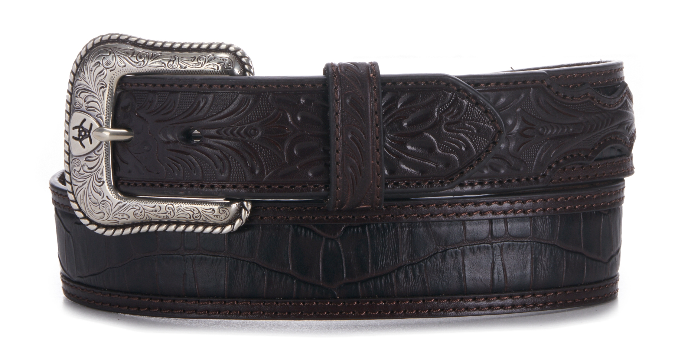 Ariat Crocodile Print with Floral Tabs Western Belt | Cavender's