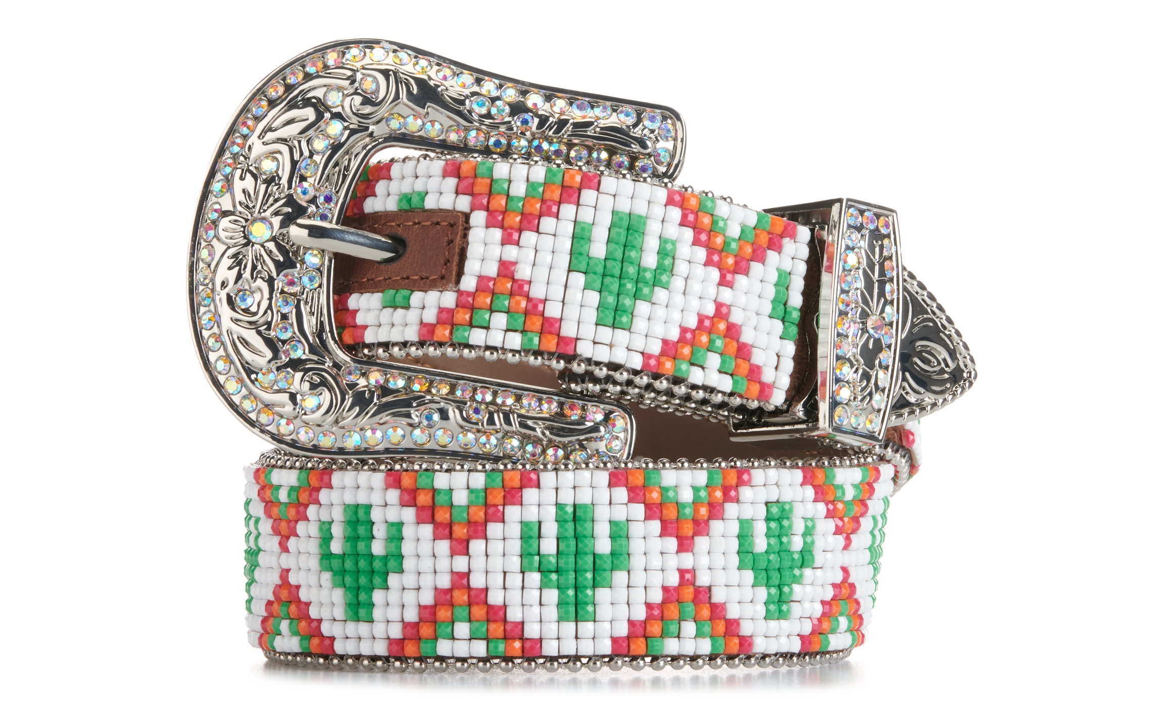 3D Belt Company Girls' White Beaded Cactus Design Belt Cavender's