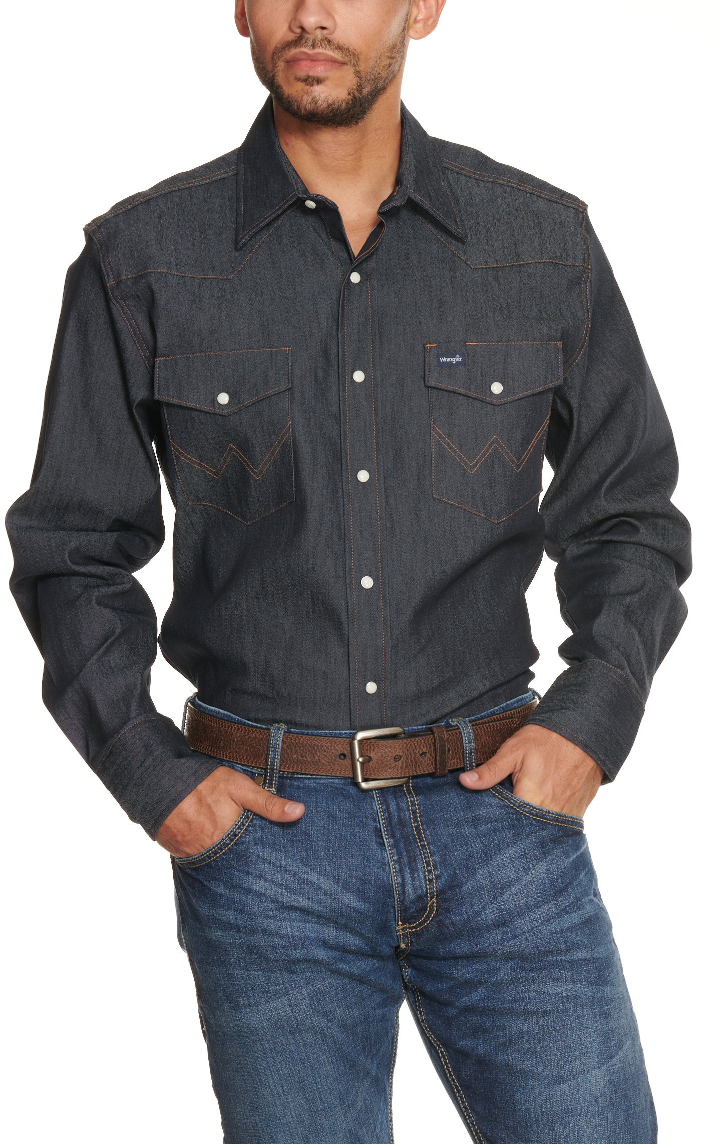 Wrangler Denim Advanced Comfort Long Sleeve Workshirt MACW01D- Alpha ...