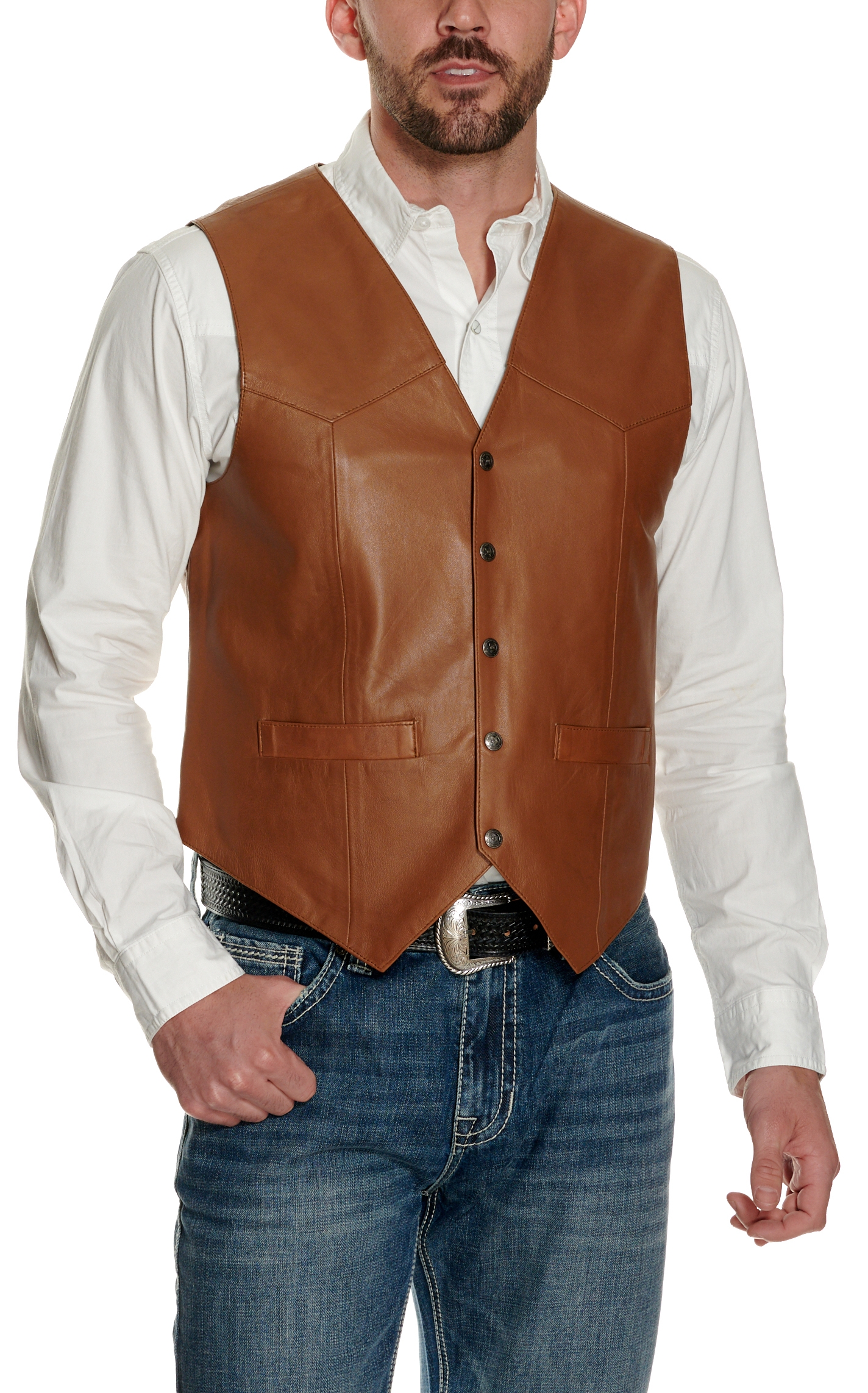 Scully Men's Dark Cognac Smooth Lamb Vest | Cavender's