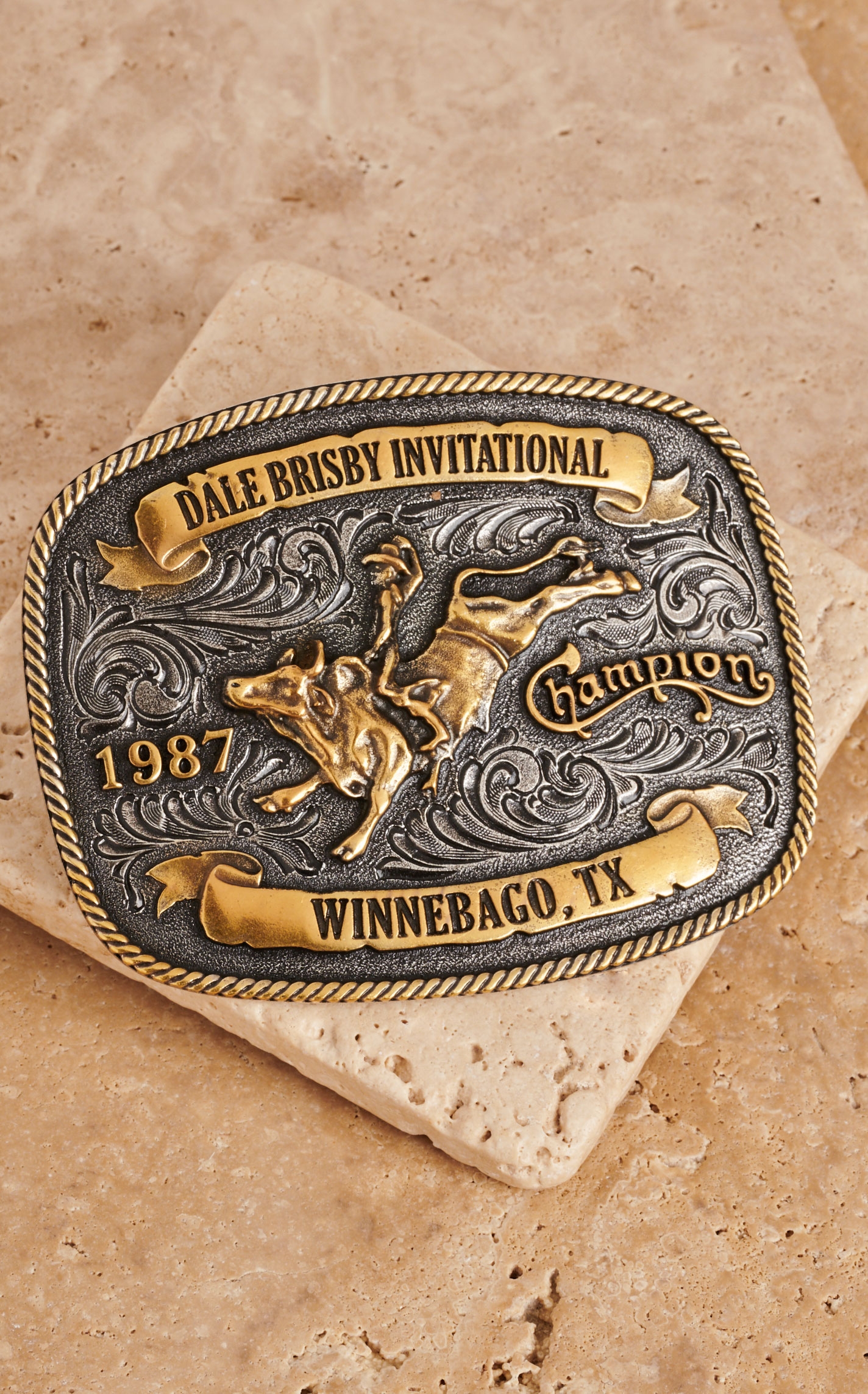 Montana Silversmiths Dale Brisby Invitational 1987 Trophy Belt Buckle Cavender's