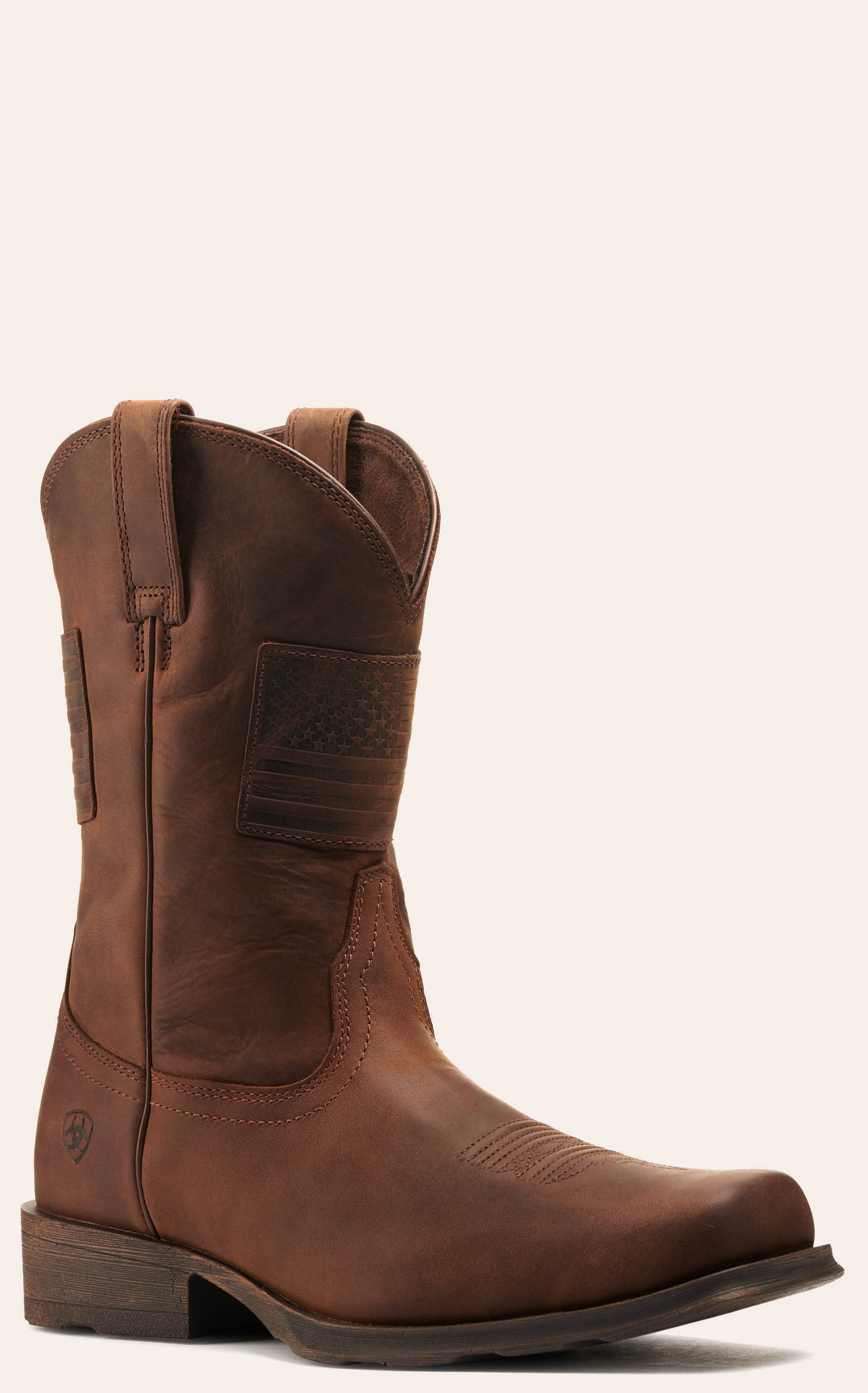 Ariat Men's Rambler Patriot Distressed Brown with Flag Patch