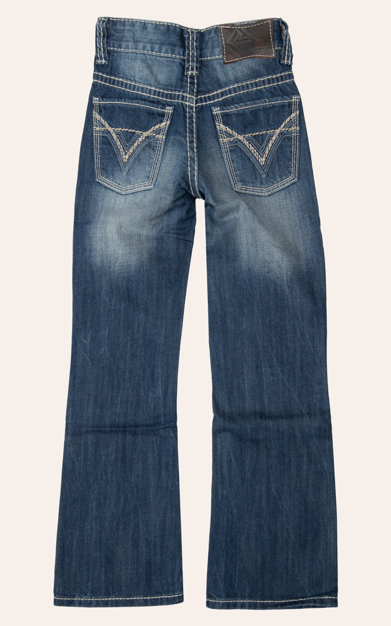 Rock & Roll Cowboy Boys' Medium Wash Raised Denim Double V Boot Cut