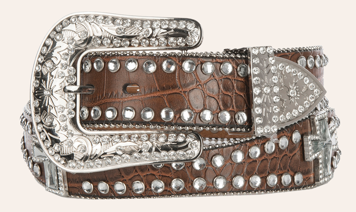 Blazin Roxx Women's Scallop Crystal Cross Concho Western Belt Cavender's