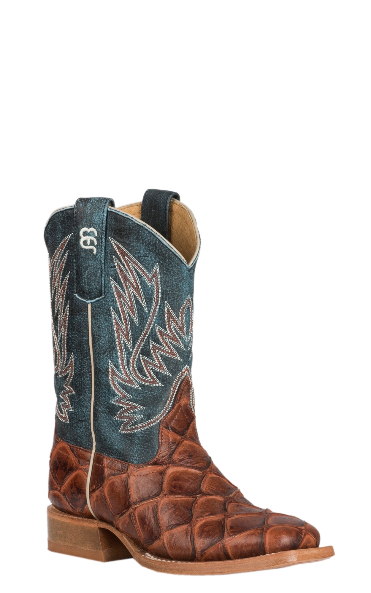 Anderson Bean Youth Horse Power Cognac Fish Print and Green Wide Square
