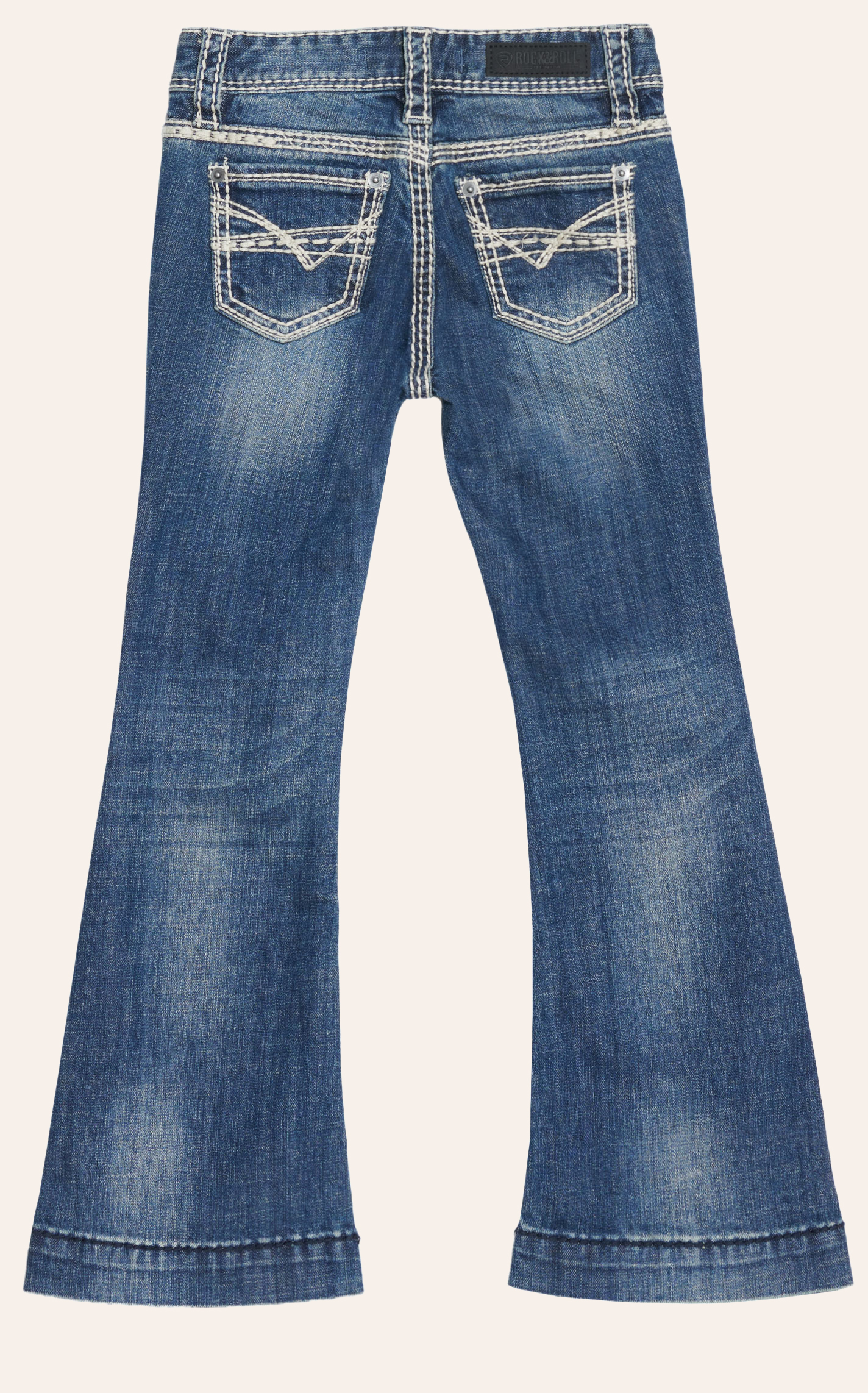 Rock & Roll Cowgirl Girl's Dark Wash Embroidered Pockets Extra Stretch