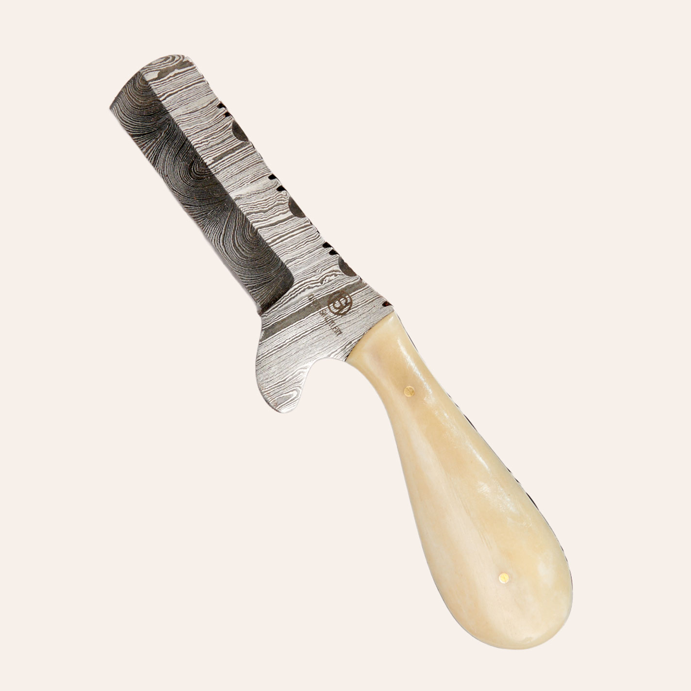 Circle SH Cutlery Damascus Blade and Bone Handle Castrations Knife and