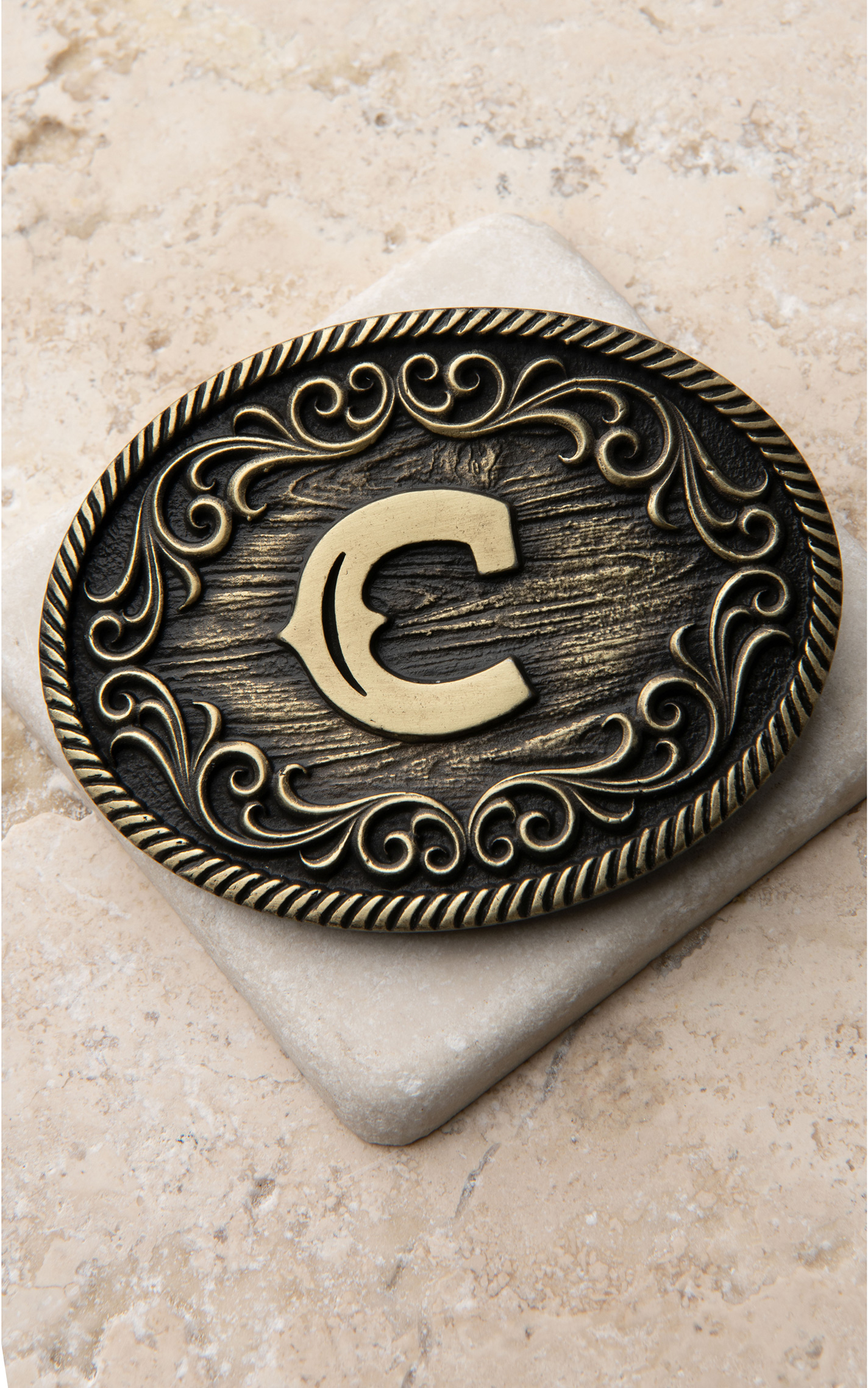 Montana Silversmiths Antiqued Gold Filigree "C" Initial Attitude Belt Buckle Cavender's